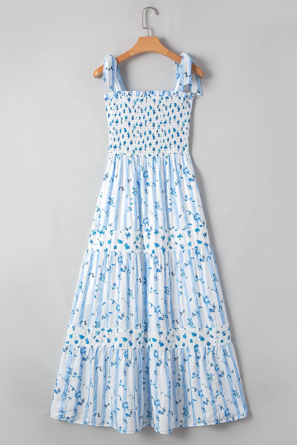 Sky Blue Floral Boho Maxi Dress