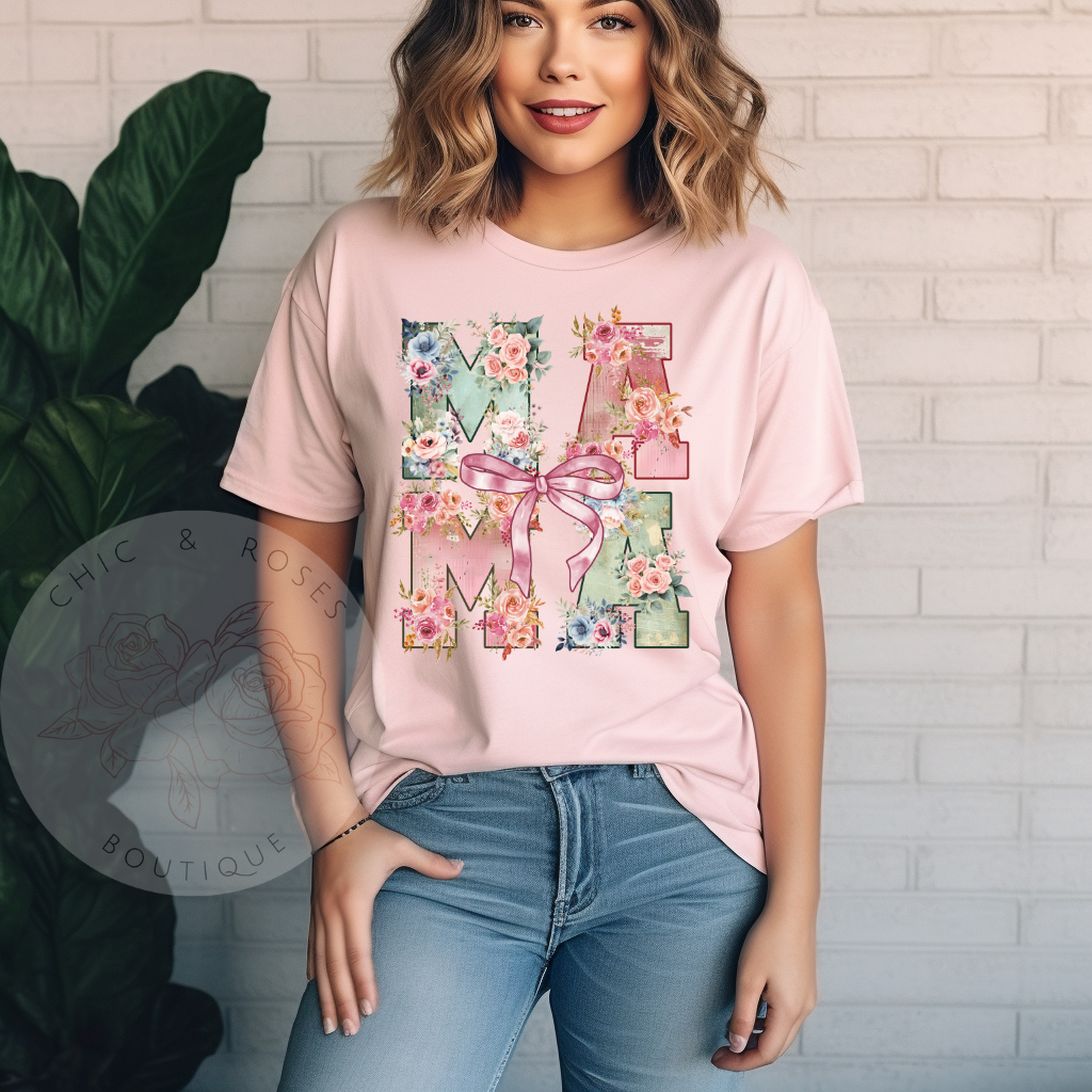 Pink Floral MAMA Shirt